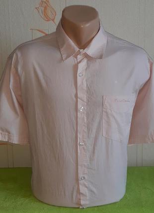 Стильна рожева сорочка з короткими рукавами pierre cardin poplin shirt mens