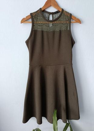 Платье платье хаки базовое классическое мини-короткое1 фото