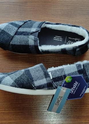 Toms капці на хутрі тапочки сліпони мокасини еспадрильї сірі чорні в клініку