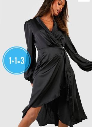 Атласное платье на запах boohoo