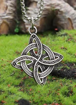 Кулон подвеска славянский оберег цветок папоротника крест в стиле викингов против болезней