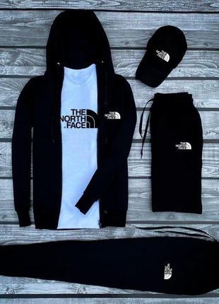 Чоловічий комплект the north face 5в1 | спортивний костюм на осінь кофта + штани + шорти + футболка + кепка в подарунок
