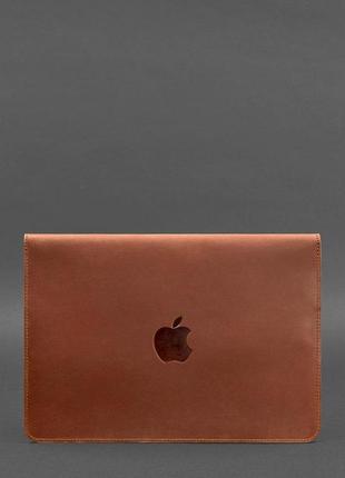 Шкіряний чохол-конверт на магнітах для macbook 13 світло-коричневий  crazy horse2 фото