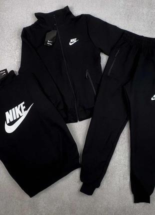 Костюм nike чорний дитячий підлітковий міський комір-стійка спортивні костюми найк-двійка