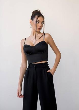 Жіночий атласний топ корсет, корсетний топ з чашками, з бретелями, класичний, базовий,...