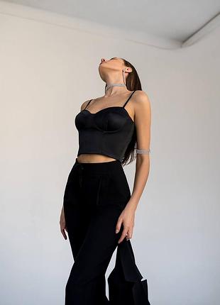 Жіночий атласний топ корсет, корсетний топ з чашками, з бретелями, класичний, базовий,...