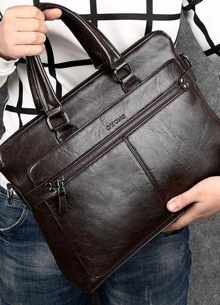 Мужская деловая сумка для документов на работу офисная, модный мужской деловой портфель формат а4 черный  "gr"