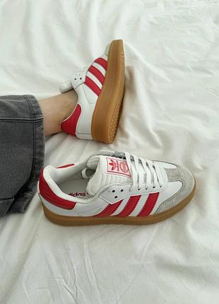 Женские кроссовки adidas samba xlg white/red gum platform1 фото