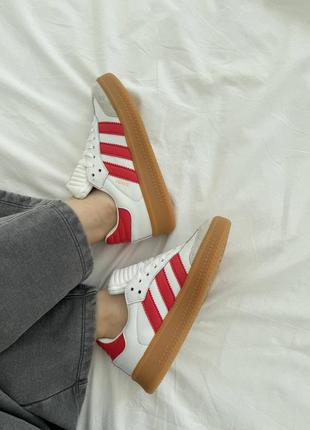 Женские кроссовки adidas samba xlg white/red gum platform4 фото