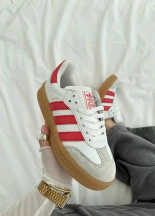 Женские кроссовки adidas samba xlg white/red gum platform9 фото