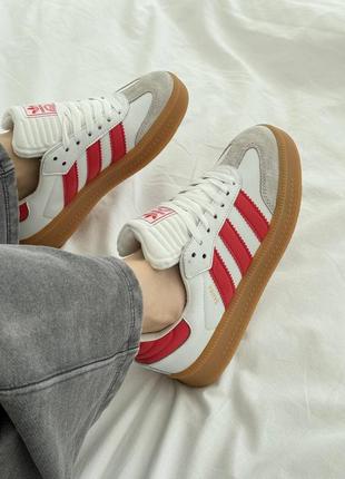 Женские кроссовки adidas samba xlg white/red gum platform2 фото