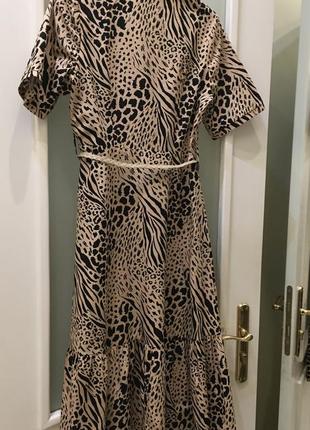 Нова.сукня сорочка міді з бавовни river island safari print cotton midi shirt  dress beige  size м8 фото