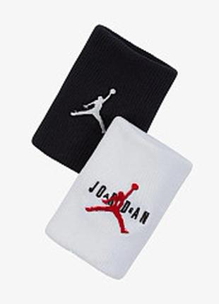 Напульсник nike jordan jumpman terry wrist bands 2 pk чорний, білий, червоний уні osfm