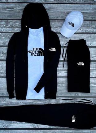 Чоловічий комплект the north face 5в1 | спортивний костюм на осінь кофта + штани + шорти + футболка + кепка в подарунок