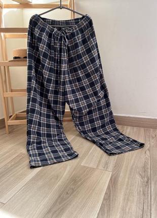 Мужские брюки в клетку широкие теплые домашние флисовые xl-xxl