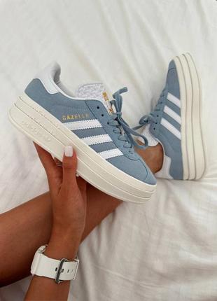 Кроссовки adidas gazelle bold light blue / white premium