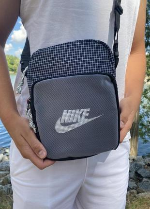 Мессенджер nike heritage 2.0/ сумка найк серая/рефлективная