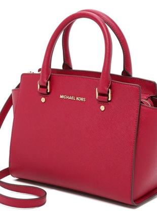 Сумка Michael kors manhattan medium contrast-trim leather satchel