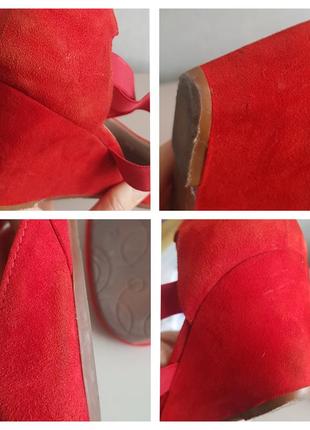 Червоні босоніжки з закритим носком і п'ятою замшеві човники туфлі pier one 4110 фото