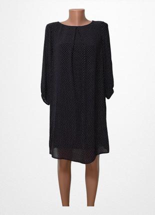 Прямое платье миди в горох шифоновое с рукавом 3/4 h&m
