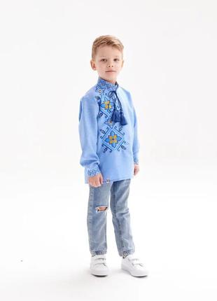 Рубашка-вишиванка для хлопчика, з габардину "захар"5 фото