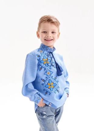 Рубашка-вышыванка для мальчика из габардина "захар"