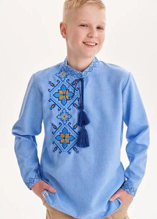 Рубашка-вышыванка для мальчика из габардина "захар"10 фото