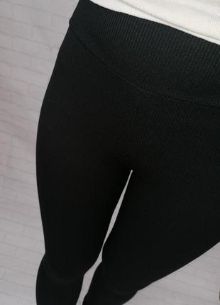 Теплые женские лосины в рубчик большого размера xl, 2xl, 3xl, 4xl батал черный