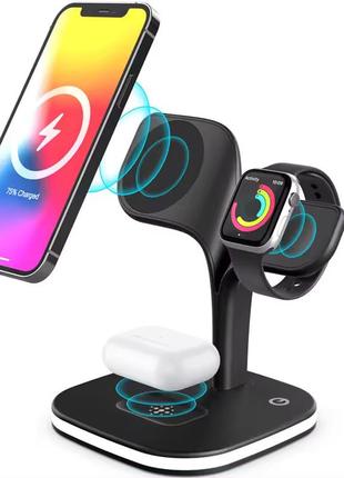 Беспроводная зарядка 5 в 1 для iphone airpods, apple watch и других с magsafe