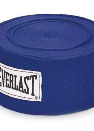 Спортивный защитный бинт для бокса everlast пара, нейлоновый 3 м на липучке синий