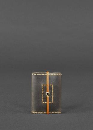 Шкіряний кард-кейс 1.1 темно-коричневий з помаранчевим4 фото