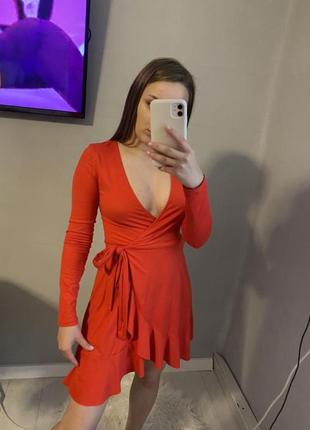 Червона сукня на запах / літня сукня h&m