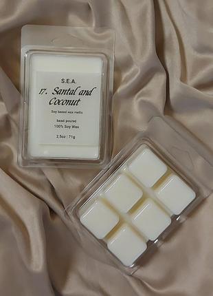 Wax melts.  пахощі ручної роботи.  "сантал і кокос"