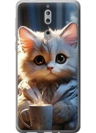 Чехол на nokia 8 white cat из силикона fch_0001126