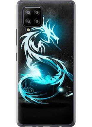 Чехол на samsung galaxy a42 a426b бело-голубой огненный дракон из силикона fch_0005229