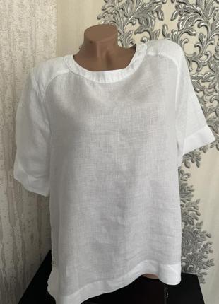 Шикарна блуза блузка белая дляна льняная из льна лен модная стильна8 фото