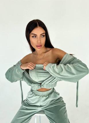 Костюм трійка велюр2 фото