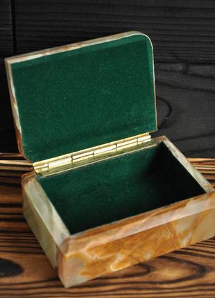 Шкатулка из натурального камня оникс, 12 х 8 см (цвет, как на фото)