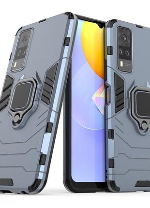 Чехол fiji ring для vivo y31 бронированный бампер с кольцом темно-синий
