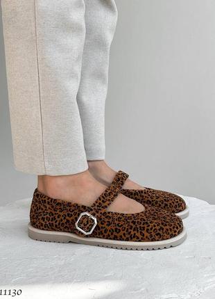 Женские леопардовые балетки из натуральной велюра barefoot 🦶🏻 111302 фото