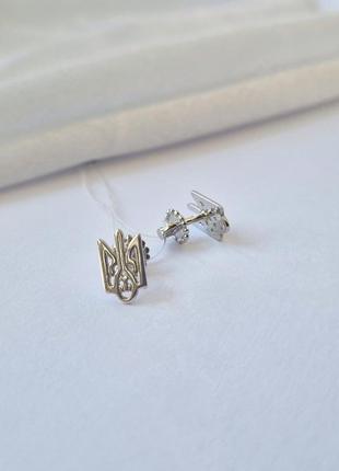 Серебряные серьги гвоздики на закрутках трезуб без камней серебро 925 пробы родированное 56295р 1.40г