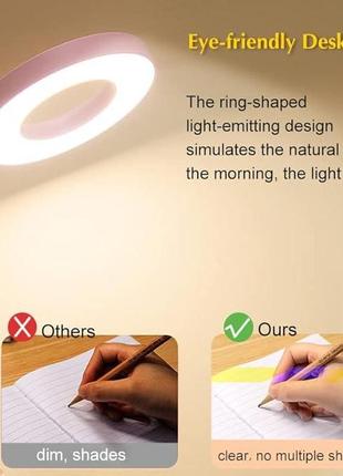 Настільна акумуляторна лампа світлодіодна з підставкою для ручок і телефона suuki pink...