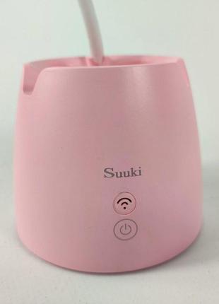 Настільна акумуляторна лампа світлодіодна з підставкою для ручок і телефона suuki pink...