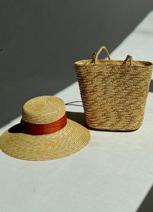 Комплект капелюх та сумка з натуральної соломки d.hats