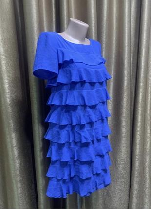 Платье h&m цвета электрик голубое волан размер 36 s4 фото