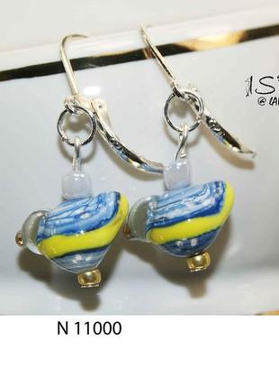 Серьги из авторского стекла +925 серебро