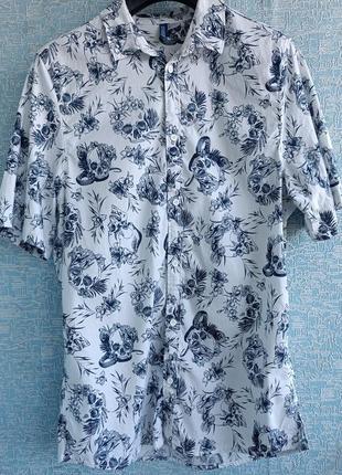 Мужская рубашка с черепами бренда h&amp;m