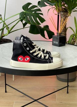 Женские кроссовки comme des garçons play x converse high «black’