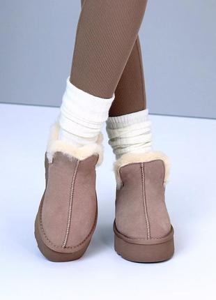 Бежевые моко женские зимние короткие угги угги из натуральной замши замшевые зимние угги угги