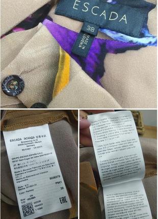 Escada натуральная шелковая рубашка блуза кофта с вышивкой в цветочный принт размер s m / 36 38 /44 4610 фото
